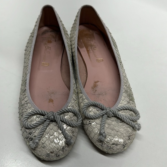 Pretty Ballerinas Rosario Ballet Flats Slip On Flat Shoes Metallic Snake Bow 39 - Picture 2 of 9